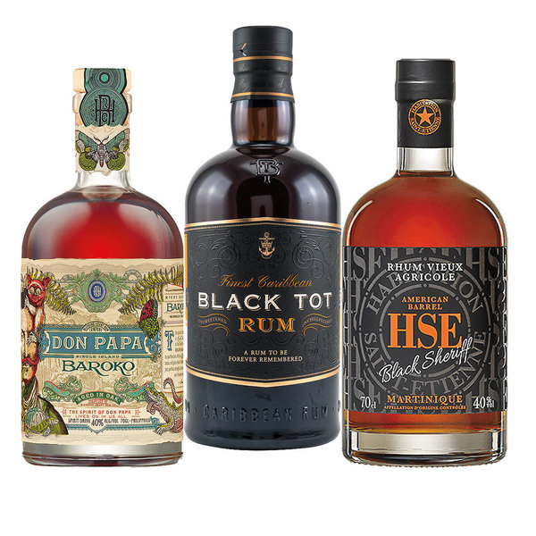 Don Papa Rum, Black Tot Rum, Black Sheriff Rum - 3er Rum Set (3x0,7l)