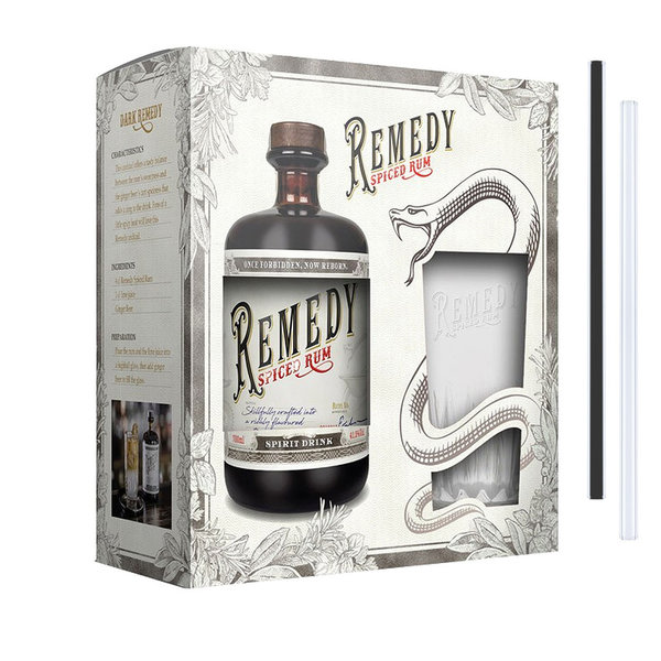 Remedy Spiced Rum + Remedy Pineapple - 2er Rum Set inkl. Glas (2 x 0,7l)