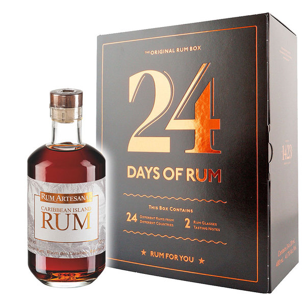 24 Days of Rum Kalender Edition 2022 inkl. 2 Tumbler + RA Rum Artesanal Caribbean Island