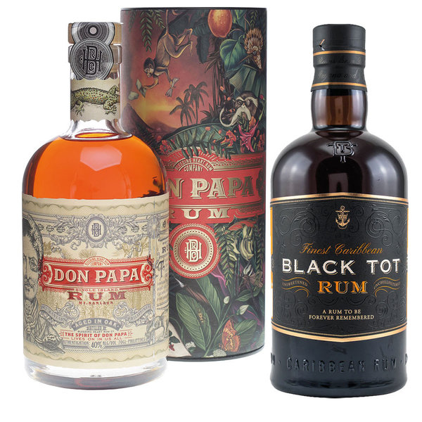 Don Papa Rum 7 Jahre  in Geschenkbox (0,7l) und Black Tot Rum (0,7l)